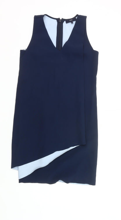 Next Women’s Blue Sheath Dress Size 6 Sleeveless V-Neck Asymmetric