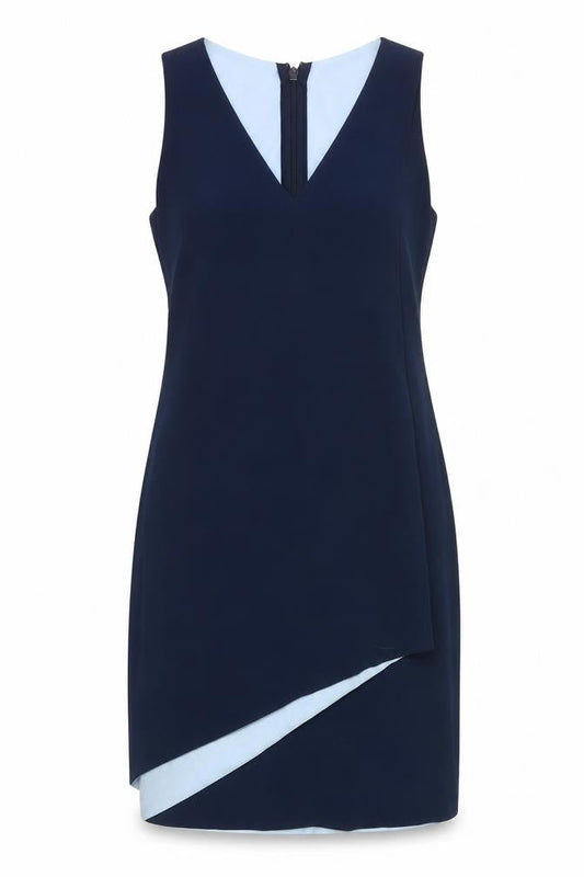 Next Women’s Blue Sheath Dress Size 6 Sleeveless V-Neck Asymmetric