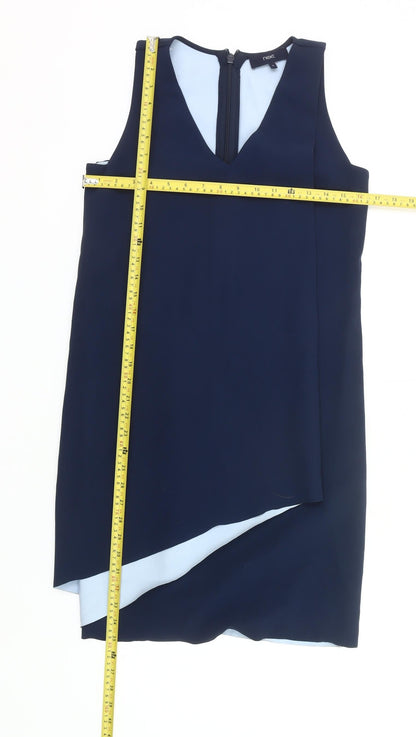 Next Women’s Blue Sheath Dress Size 6 Sleeveless V-Neck Asymmetric