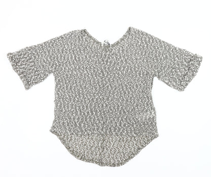 Peacocks Womens Grey Open-Knit Pullover Jumper Size 10