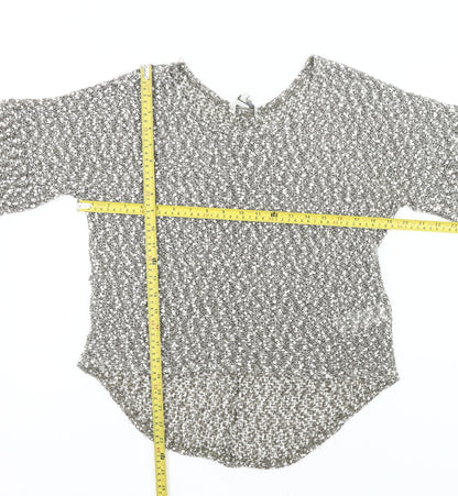 Peacocks Womens Grey Open-Knit Pullover Jumper Size 10