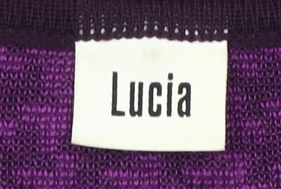 Lucia Womens Purple Wool Blend Cardigan Size 16 V-Neck Houndstooth