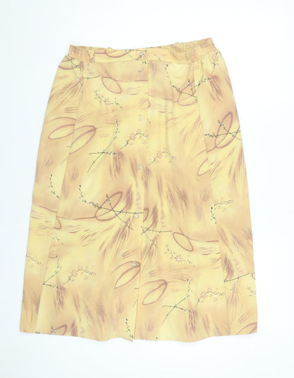 Fantom Womens Yellow Floral A-Line Knee Length Skirt 2XL Viscose