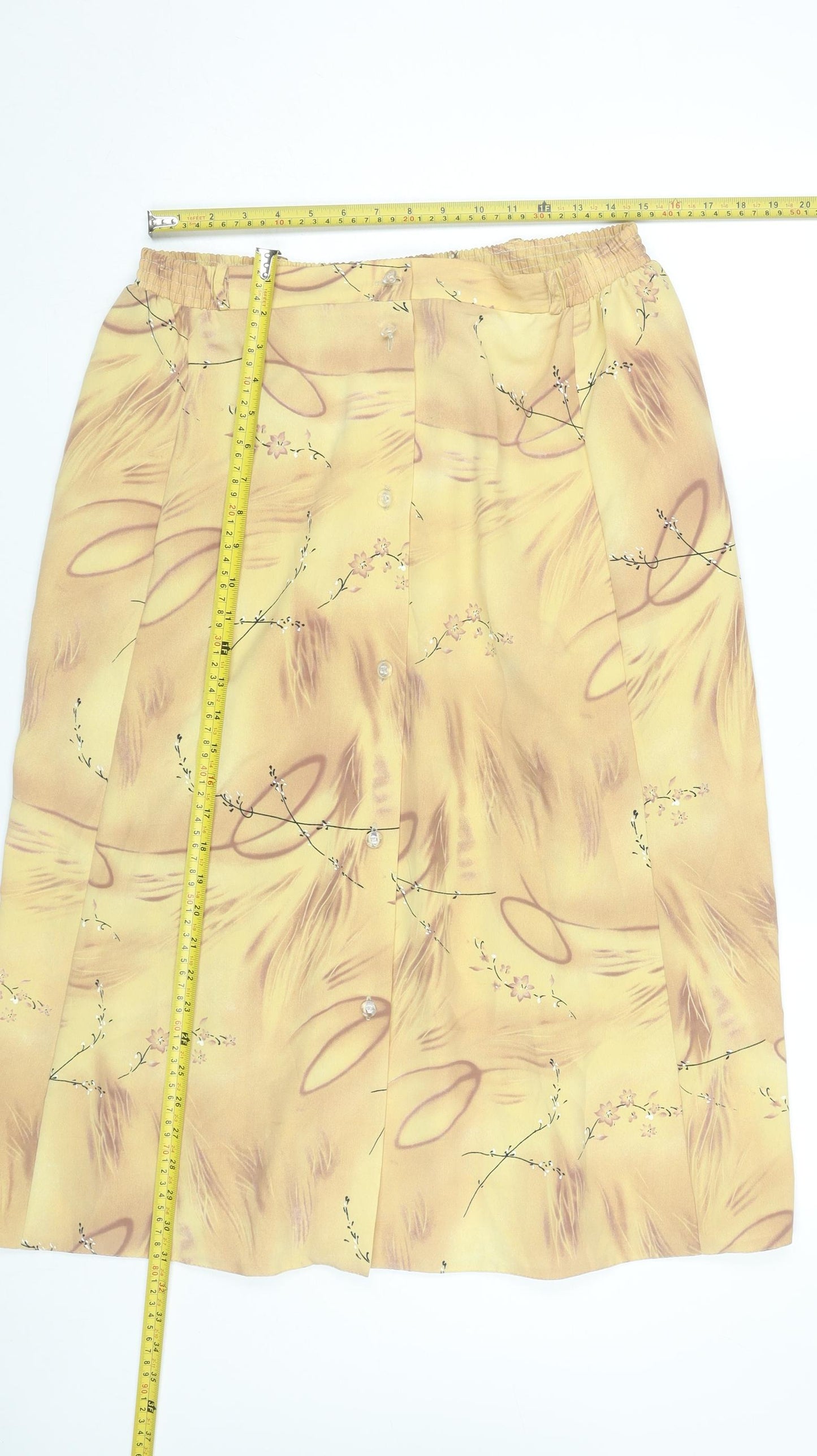 Fantom Womens Yellow Floral A-Line Knee Length Skirt 2XL Viscose
