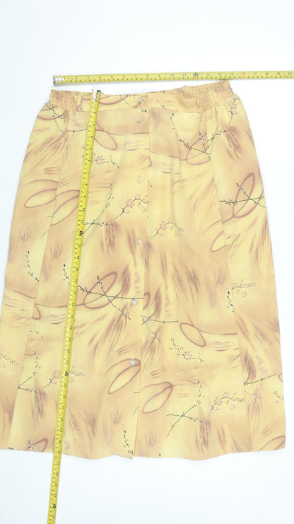 Fantom Womens Yellow Floral A-Line Knee Length Skirt 2XL Viscose