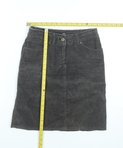 H&M Women’s Grey Corduroy Knee Length Skirt Size 6 Pencil Style