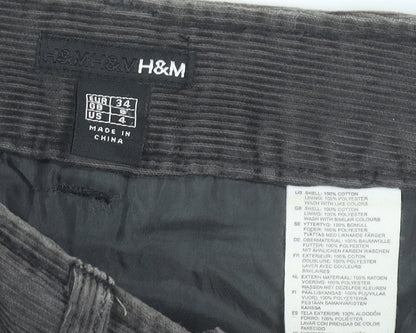 H&M Women’s Grey Corduroy Knee Length Skirt Size 6 Pencil Style