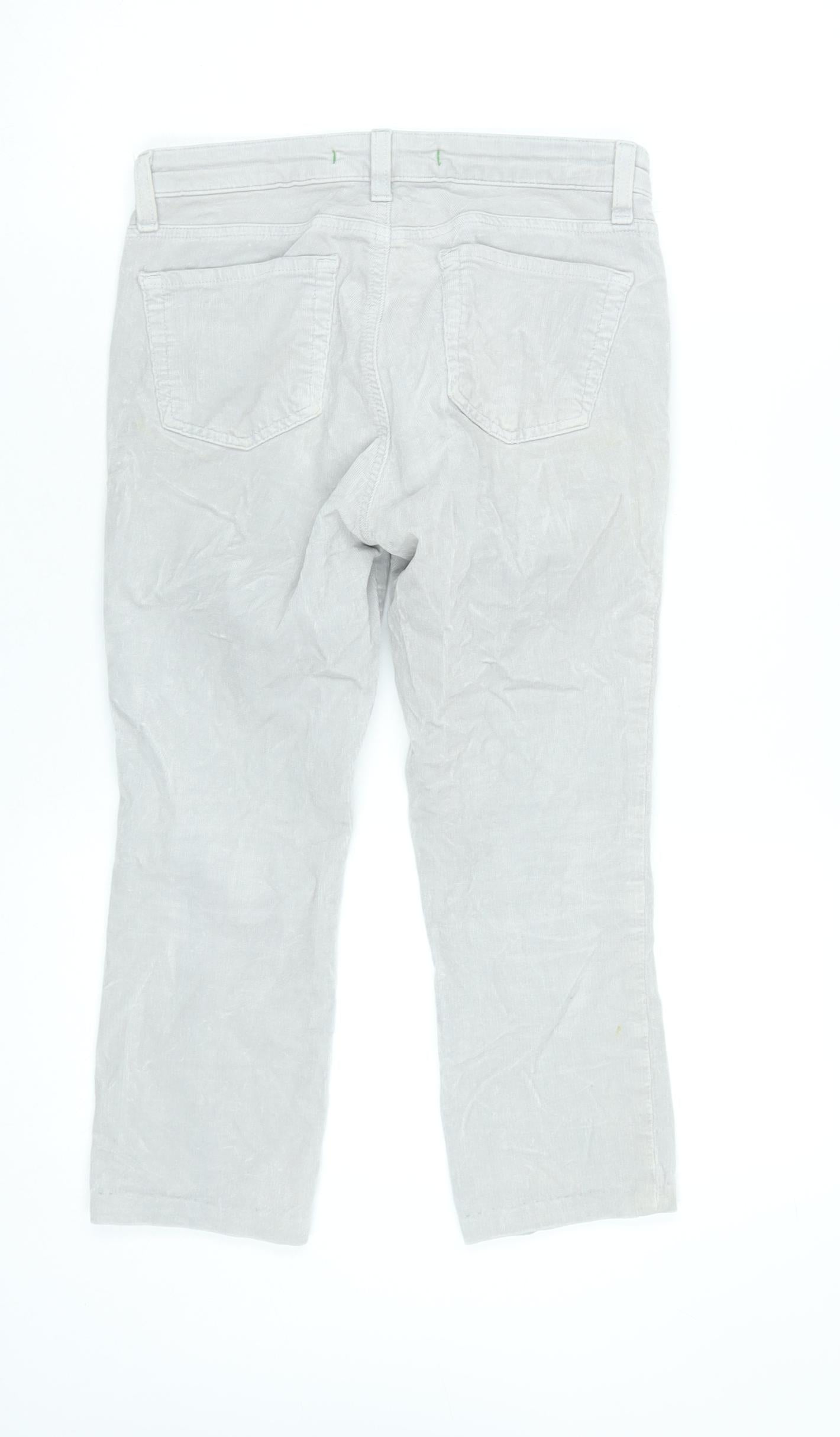 J Brand Women Grey Cropped Corduroy Slim Fit Trousers Size 10