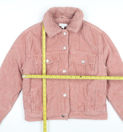 Topshop Women’s Pink Corduroy Sherpa Collar Jacket Size 6