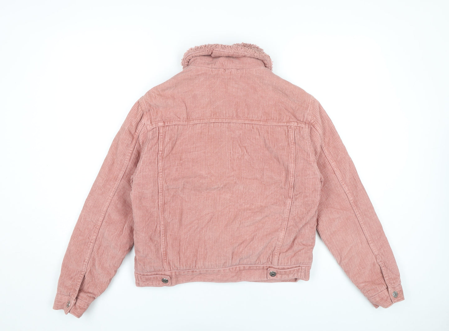 Topshop Women’s Pink Corduroy Sherpa Collar Jacket Size 6
