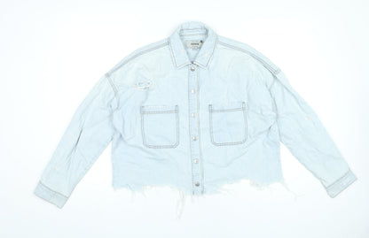 New Look Women’s Blue Denim Cropped Distressed Jacket Size 10