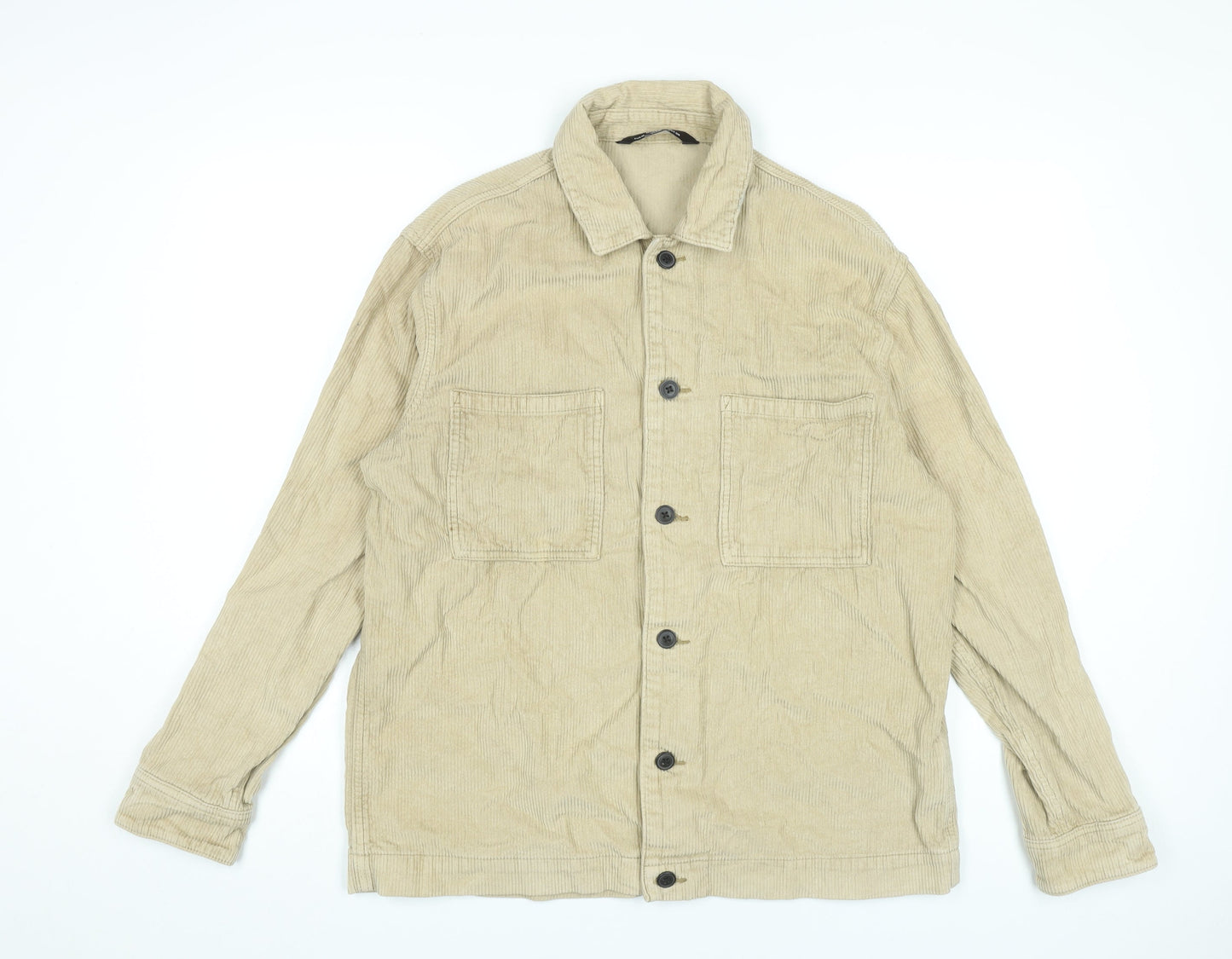 Bershka Men’s Beige Corduroy Relaxed Fit Jacket Size M