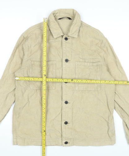 Bershka Men’s Beige Corduroy Relaxed Fit Jacket Size M