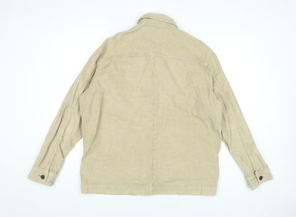 Bershka Men’s Beige Corduroy Relaxed Fit Jacket Size M