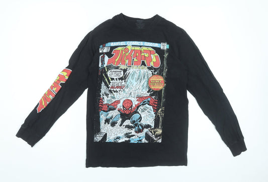 Marvel Spider-Man Men's Black Long Sleeve Graphic T-Shirt Small