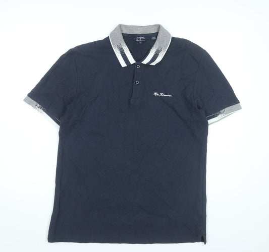 Ben Sherman Men’s Blue Cotton Polo Shirt M Short Sleeve Logo