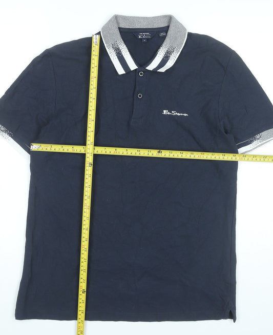 Ben Sherman Men’s Blue Cotton Polo Shirt M Short Sleeve Logo