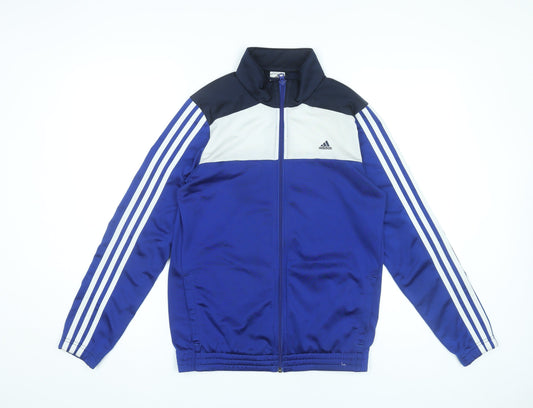 Adidas Boys Blue Track Jacket 14-15Y Full Zip Polyester Sportswear