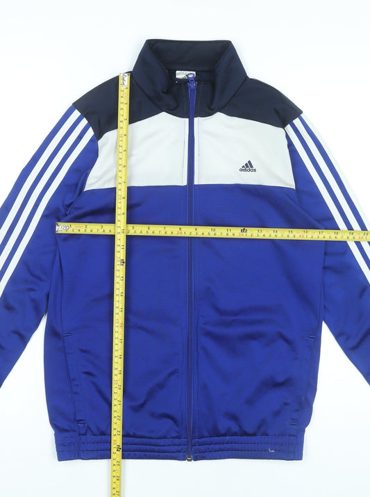 Adidas Boys Blue Track Jacket 14-15Y Full Zip Polyester Sportswear