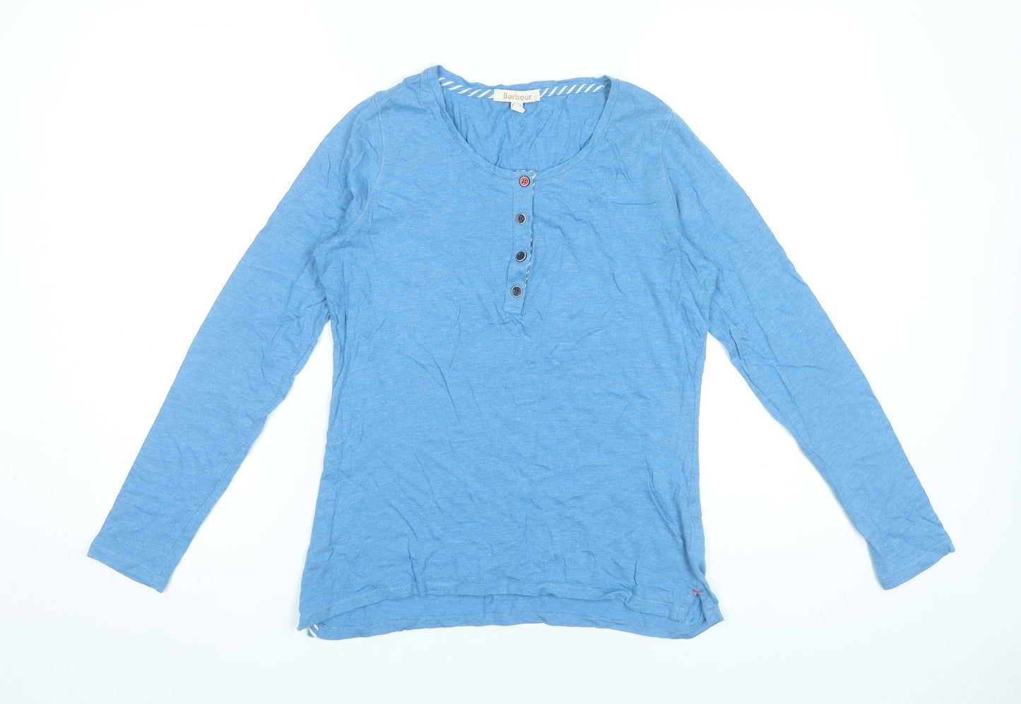 Barbour Womens Blue Long Sleeve Cotton Viscose Basic T-Shirt UK 10