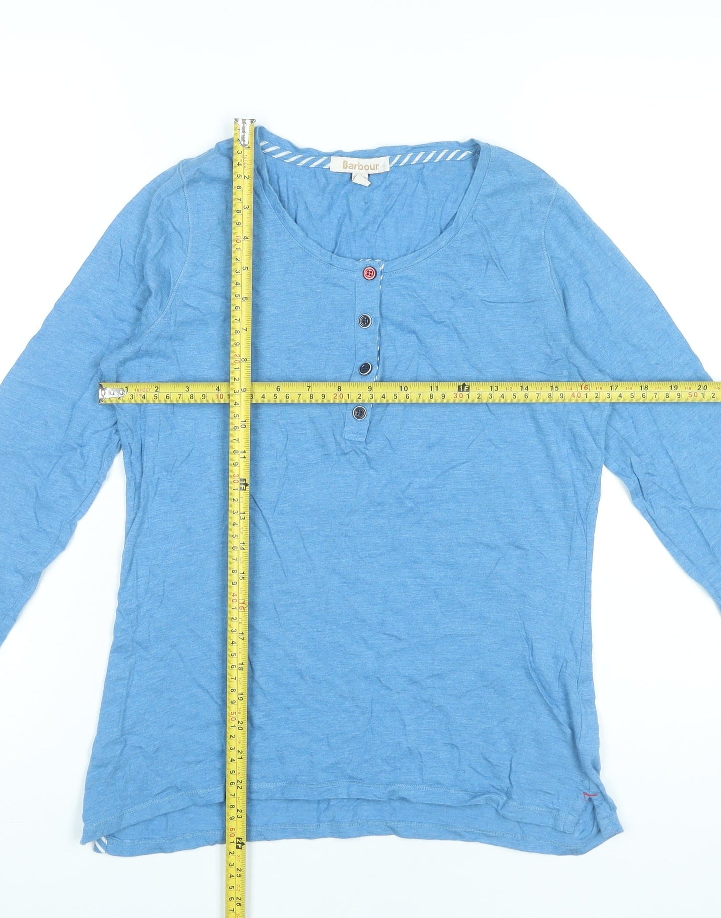 Barbour Womens Blue Long Sleeve Cotton Viscose Basic T-Shirt UK 10