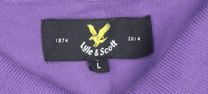 Lyle & Scott Men’s Purple Cotton Polo Shirt Size L Short Sleeve