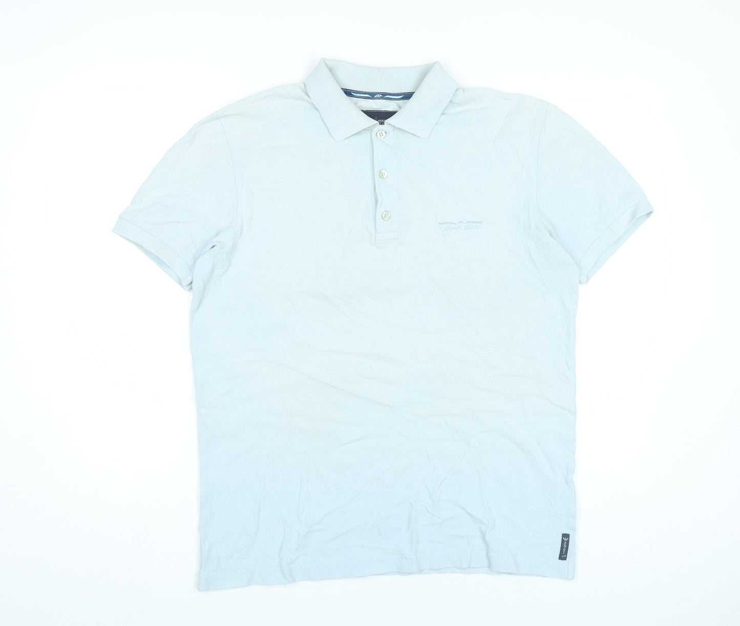 Armani Jeans Men’s Blue Cotton Polo Shirt Size L Short Sleeve