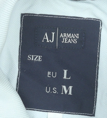 Armani Jeans Men’s Blue Cotton Polo Shirt Size L Short Sleeve
