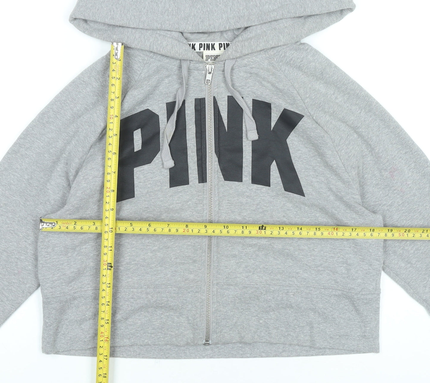 Victoria's Secret PINK Womens Grey XS Full Zip Hoodie Sweatshirt