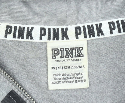 Victoria's Secret PINK Womens Grey XS Full Zip Hoodie Sweatshirt