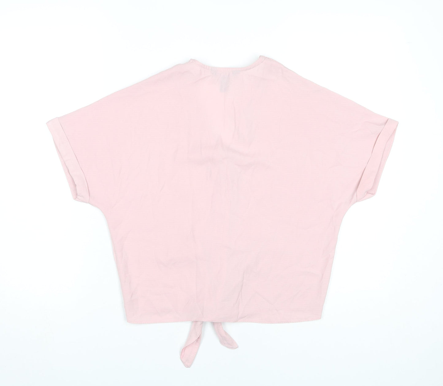 New Look Women’s Pink Cropped Button Tie Blouse UK 6