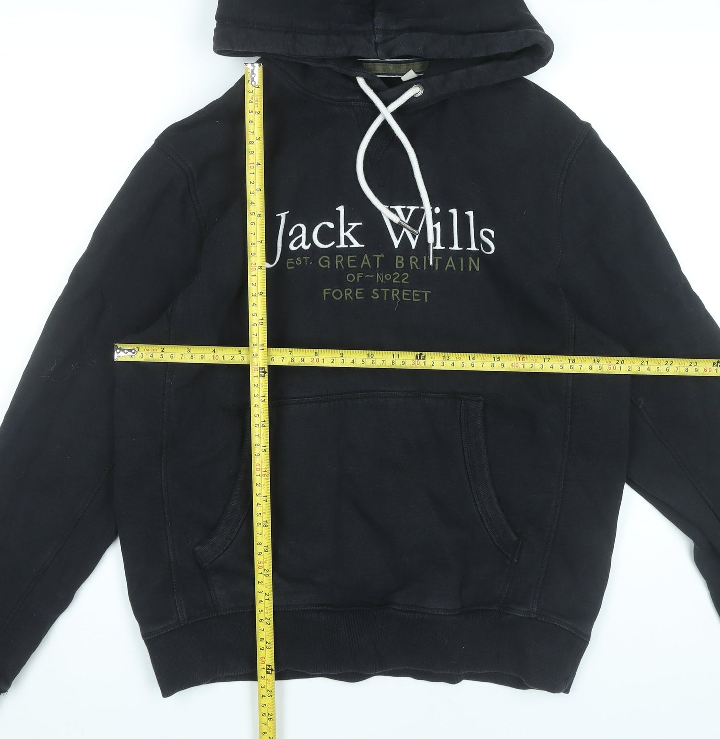 Mens UK Size M Jack Wills Black Pullover Hoodie