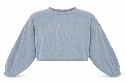 Nasty Gal Women’s Grey Cropped Long Sleeve Striped T-Shirt UK 14