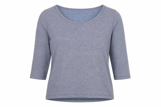 H&M Women’s Blue Striped Basic Scoop Neck 3/4 Sleeve T-Shirt Size S