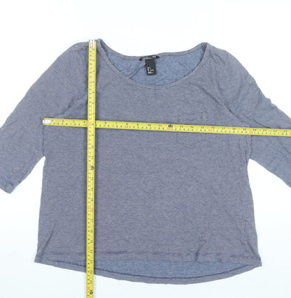 H&M Women’s Blue Striped Basic Scoop Neck 3/4 Sleeve T-Shirt Size S