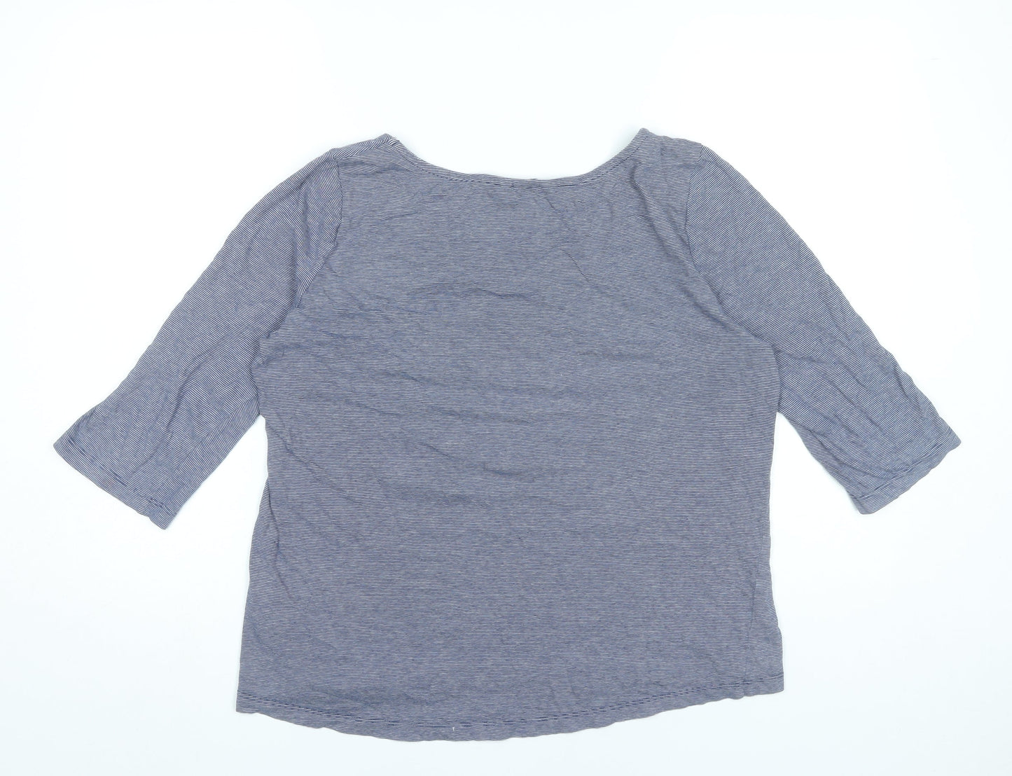 H&M Women’s Blue Striped Basic Scoop Neck 3/4 Sleeve T-Shirt Size S