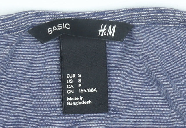 H&M Women’s Blue Striped Basic Scoop Neck 3/4 Sleeve T-Shirt Size S