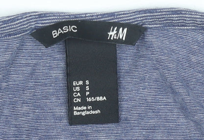 H&M Women’s Blue Striped Basic Scoop Neck 3/4 Sleeve T-Shirt Size S