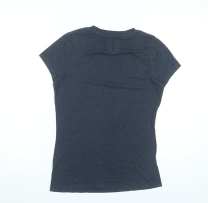 Jack Wills Womens Blue Slim Fit Logo T-Shirt UK 10 Casual