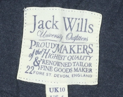 Jack Wills Womens Blue Slim Fit Logo T-Shirt UK 10 Casual