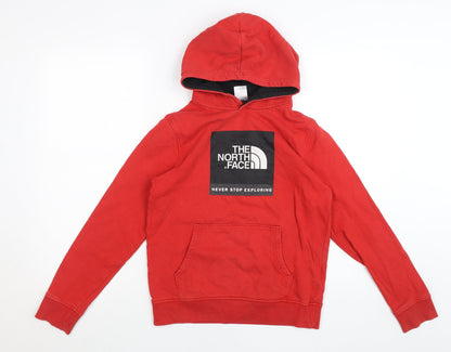 The North Face Boys Red Pullover Hoodie Size 13-14 Years Cotton Logo