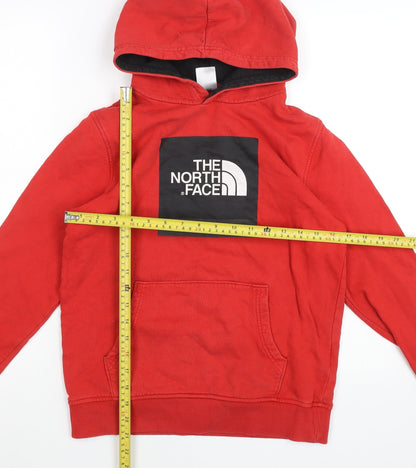 The North Face Boys Red Pullover Hoodie Size 13-14 Years Cotton Logo