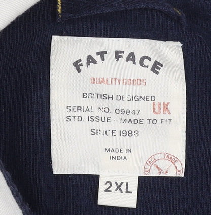 Fat Face Men’s Blue Striped Long Sleeve Cotton Polo Shirt 2XL