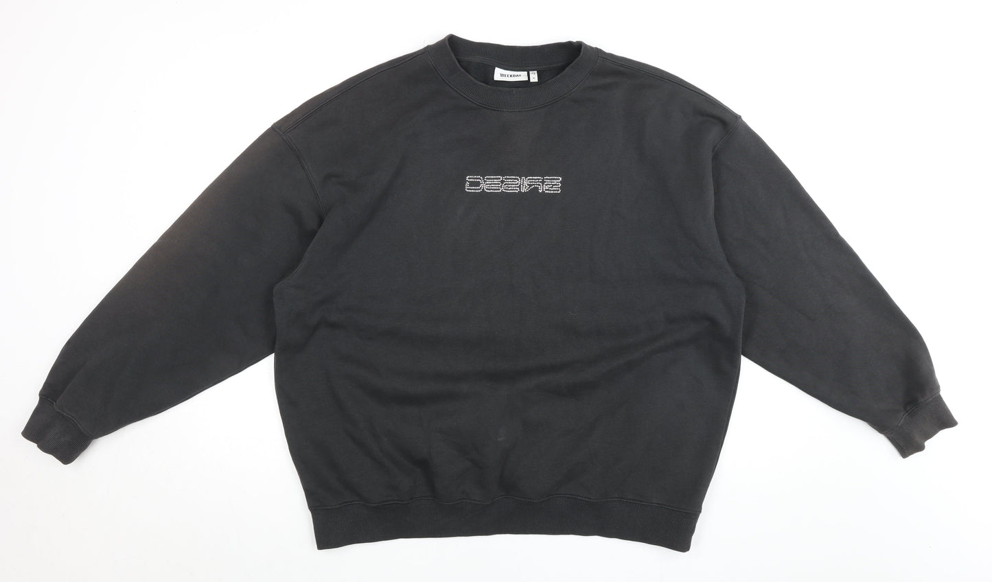 Weekday Unisex Black Pullover Sweatshirt M Cotton Blend Logo