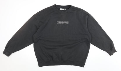 Weekday Unisex Black Pullover Sweatshirt M Cotton Blend Logo