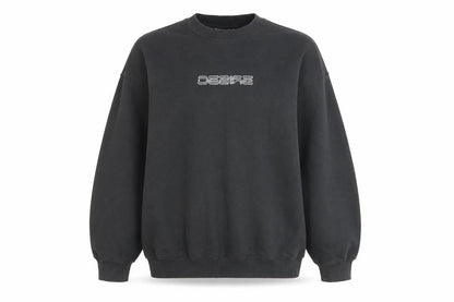 Front view of Weekday unisex black pullover sweatshirt m cotton blend logo