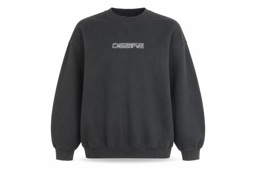 Front view of Weekday unisex black pullover sweatshirt m cotton blend logo