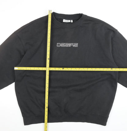 Weekday Unisex Black Pullover Sweatshirt M Cotton Blend Logo