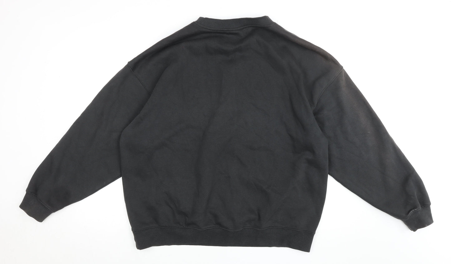 Weekday Unisex Black Pullover Sweatshirt M Cotton Blend Logo