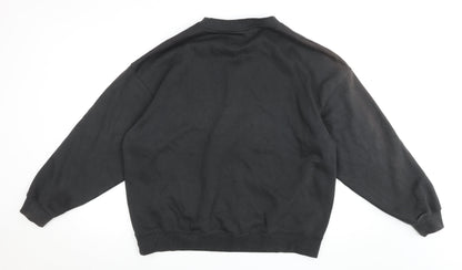 Weekday Unisex Black Pullover Sweatshirt M Cotton Blend Logo